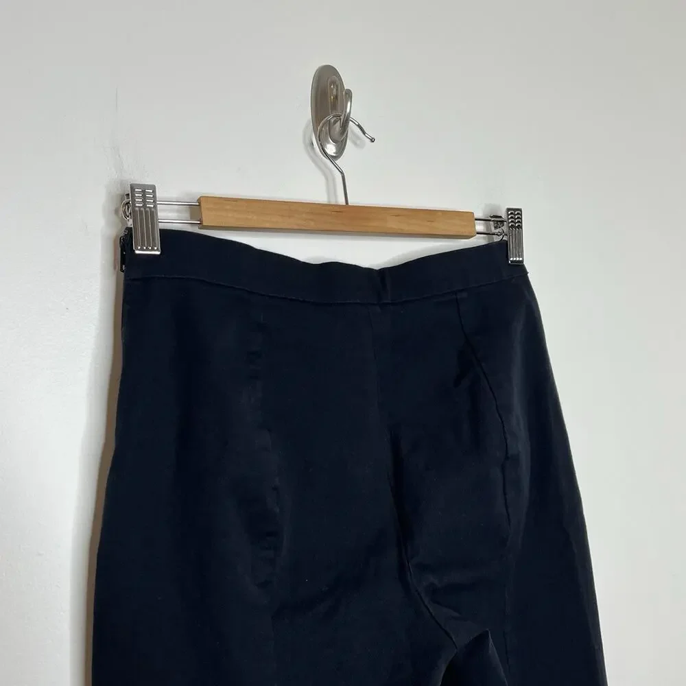 Everlane High Rise Cotton Pants Black Womens 4 Side Zipper Tapered Minimalist